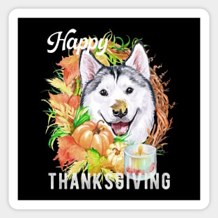 Siberian Husky Dog Owner Thanksgiving Celebration Harvest Theme Sticker